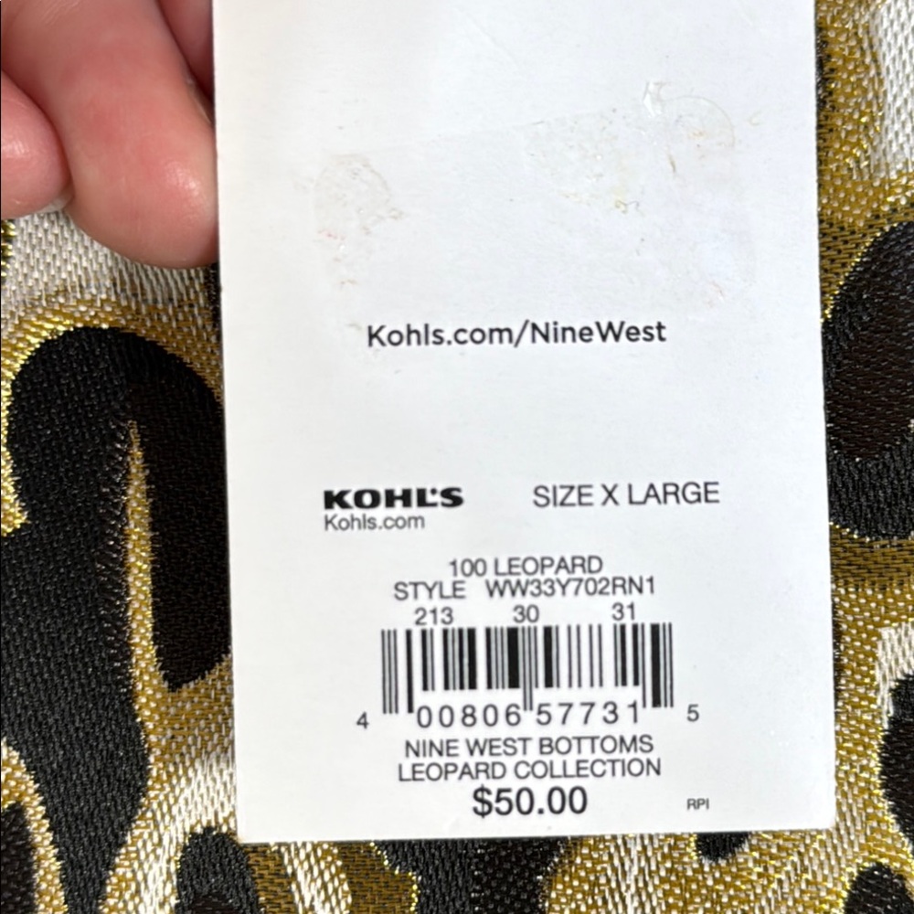 Nine West Skirt Black & Gold Leopard Print Midi in Size XL NWT - Picture 8 of 8